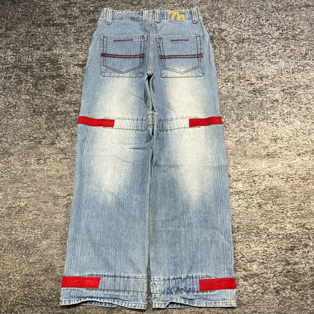 Vintage‎ Muka Wear Jeans Mens 32x32 Blue Red Shuttle Hip-Hop Baggy Wide Leg Y2K